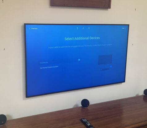 Installation of a television in Canberra, showcasing clean cable management.